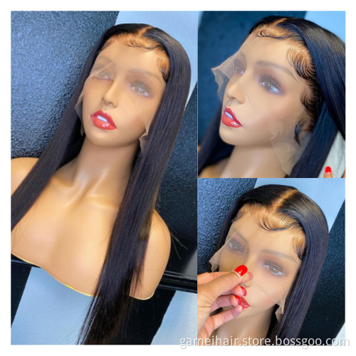 wholesale Brazilian Virgin Human Hair vendors Straight deep curly Full Hd head band Transparent Lace Front Wig For Black Women
